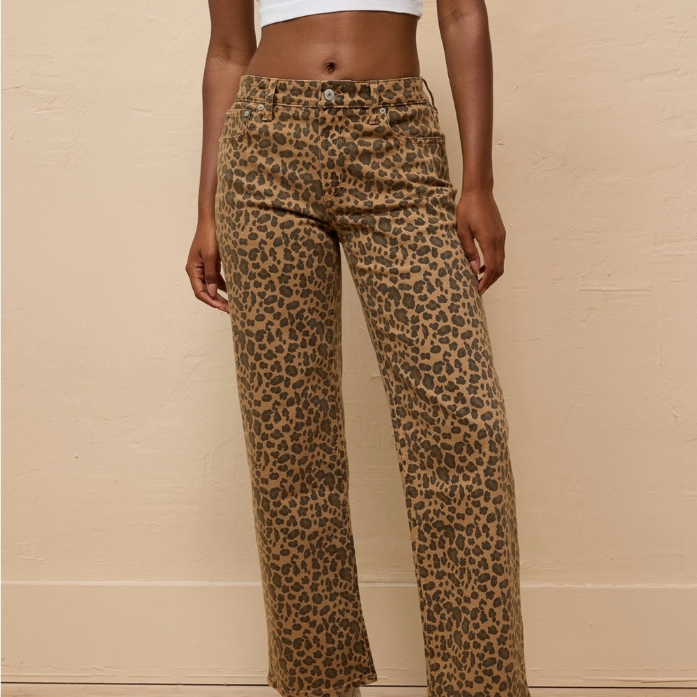 American Eagle Outfitters Leopard Print Flare Jeans
